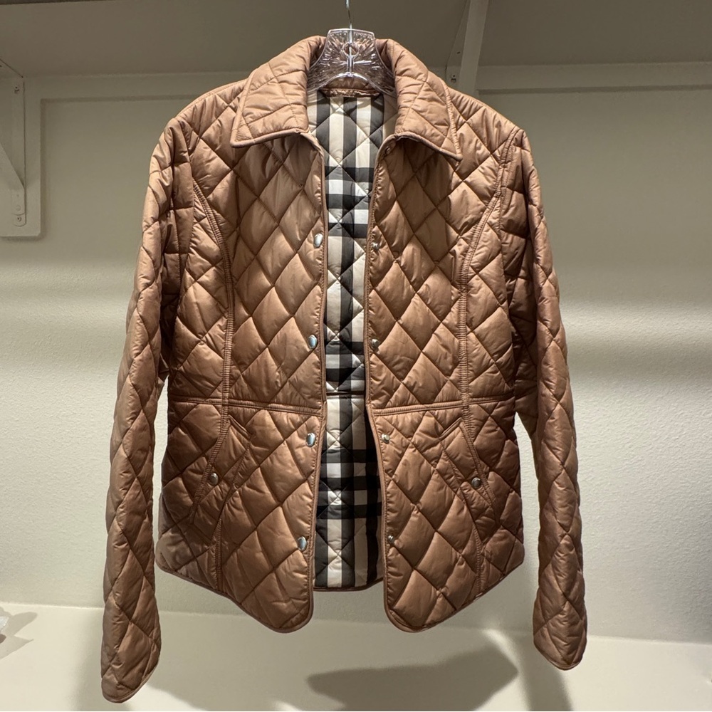 Burberry Tan Quilted Jacket with Classic Check Lining